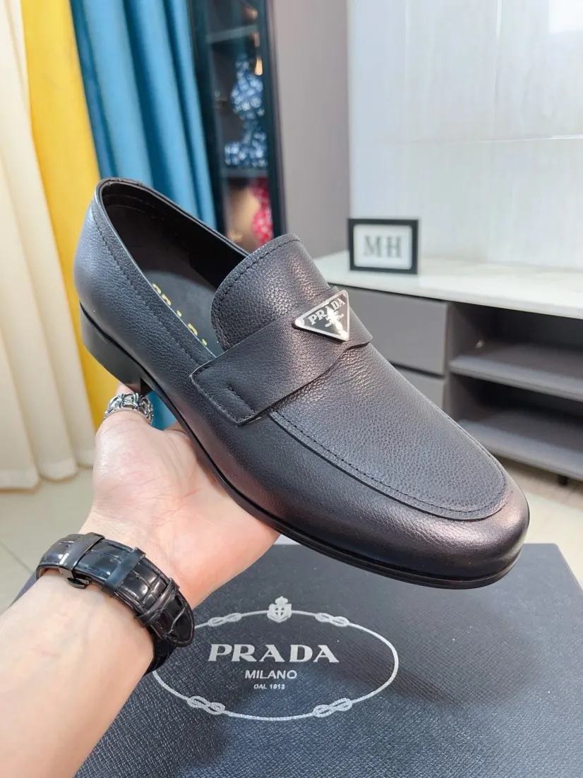 Men's shoes 💰540🌹🌹【PRADA Leather Shoes】Top purchasing agency Original imported Italian custom-made open-edge beaded cowhide leather surface, fully imported water-dyed breathable cowhide lining, original factory special molded sole super comfortable, size: 38-44